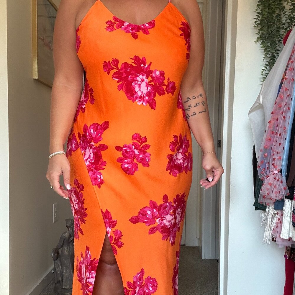 WALMART SCOOP SATIN MIDI SLIP DRESS-UNWORN